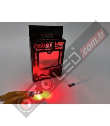 FEMEX Premium 10'lu T5 Led 3030 Chipset 3smd Mini Led Ampul Kırmızı