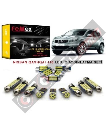 Nissan Qashqai J10 LED İç Aydınlatma Ampul Seti FEMEX Parlak Beyaz