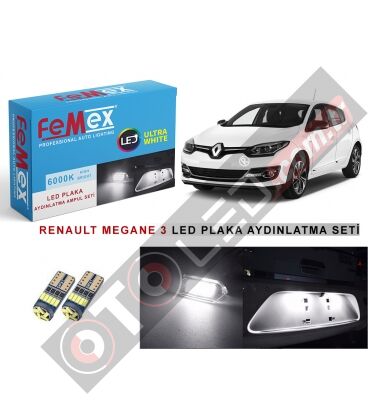 Renault Megane 3 Led Plaka Aydınlatma Ampul Seti Femex Parlak Beyaz