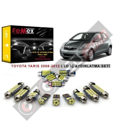 Toyota Yaris 2008-2012 LED İç Aydınlatma Ampul Seti FEMEX Parlak Beyaz