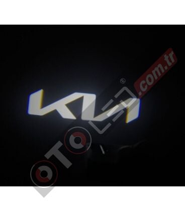 Kia Araçlar İçin Mesafe Sensörlü  Fotoselli Pilli Yapıştırmalı Kapı Altı Led Logo