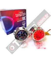 Femex Bi-Xenon Kırmızı Renk Bal Petek Desenli Far İçi Mercek 2,5 Inc Far Merceği Led Xenon Uyumlu