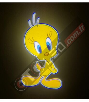 Tweety Logolu Mesafe Sensörlü  Fotoselli Pilli Yapıştırmalı Kapı Altı Led Logo