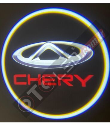 Chery Araçlar İçin Mesafe Sensörlü  Fotoselli Pilli Yapıştırmalı Kapı Altı Led Logo