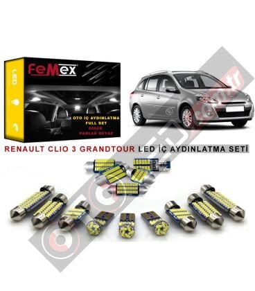 Renault Clio 3 Grandtour LED İç Aydınlatma Ampul Seti FEMEX Parlak Beyaz