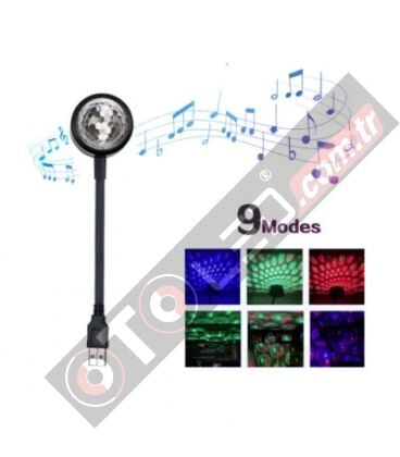 Mini Disco RGB Led USB 18cm 9 Modlu Müziğe Duyarlı