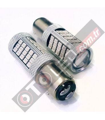 PY21W 1157 Çift Duy BAY15D Led Ampul Kırmızı 2835 Chip 66smd Ultra Parlak Mercekli