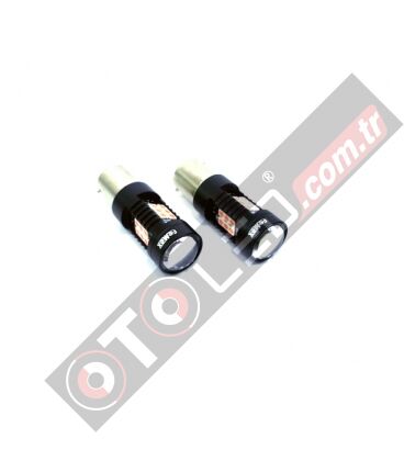 FEMEX Platinum P21W 1157 Çift Duy Dipli  BAY15D Soket Led Ampul Kırmızı Mercekli Ultra Parlak