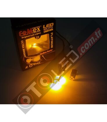 FEMEX T10 W5W 3030 Chip 12smd Turuncu Led Ampul