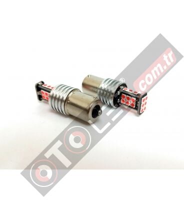 P21W 1156 Tek Duy BA15S Led Ampul Kırmızı 3030 Chip Parlak