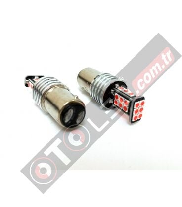P21W 1157 Çift Duy BAY15D Led Ampul Kırmızı 3030 Chip Parlak