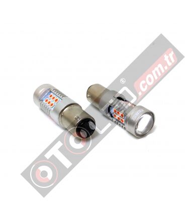 FEMEX Platinum P21W 1157 15W Çift Duy Led Ampul Kırmızı Mercekli Ultra Parlak