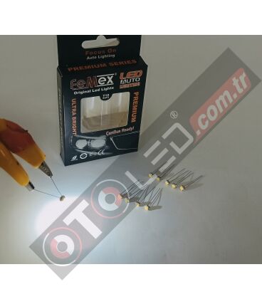 FEMEX Premium 10'lu İnce Bacaklı Kıl Led 3030 Chipset 1smd Mini Led Ampul Beyaz