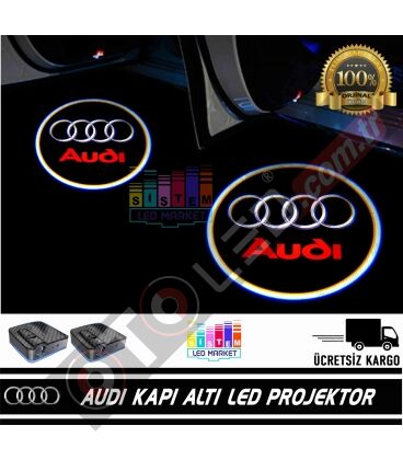 Audi Araçlar İçin Mesafe Sensörlü  Fotoselli Pilli Yapıştırmalı Kapı Altı Led Logo