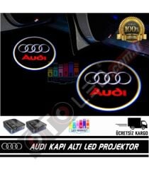 Audi Araçlar İçin Mesafe Sensörlü  Fotoselli Pilli Yapıştırmalı Kapı Altı Led Logo
