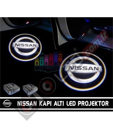 Nissan Araçlar İçin Mesafe Sensörlü  Fotoselli Pilli Yapıştırmalı Kapı Altı Led Logo