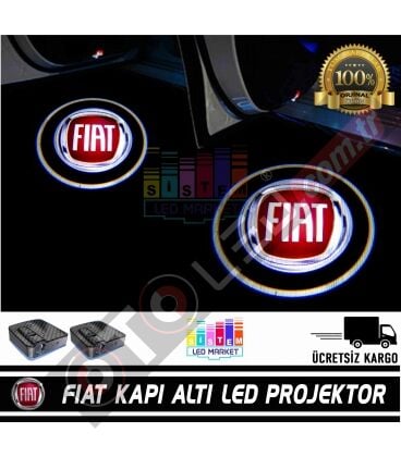 Fiat Araçlar İçin Mesafe Sensörlü  Fotoselli Pilli Yapıştırmalı Kapı Altı Led Logo