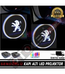 Peugeot Araçlar İçin Mesafe Sensörlü  Fotoselli Pilli Yapıştırmalı Kapı Altı Led Logo
