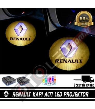 Renault Araçlar İçin Mesafe Sensörlü  Fotoselli Pilli Yapıştırmalı Kapı Altı Led Logo