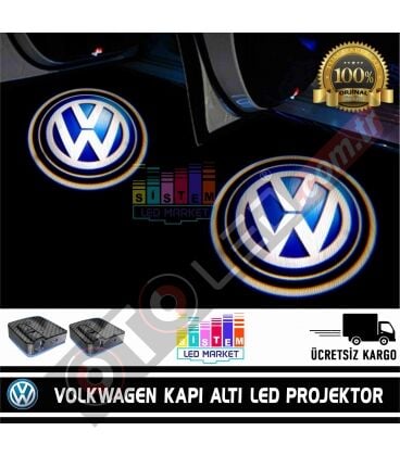 Volkswagen Araçlar İçin Mesafe Sensörlü  Fotoselli Pilli Yapıştırmalı Kapı Altı Led Logo