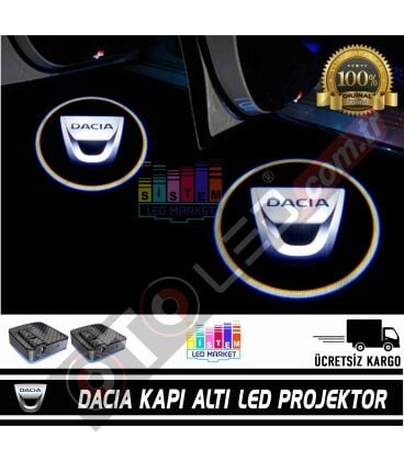Dacia Araçlar İçin Mesafe Sensörlü  Fotoselli Pilli Yapıştırmalı Kapı Altı Led Logo