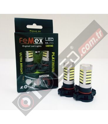 Sis Led Ampul PSX24W H16 2835 Chip Led Ampul Beyaz 66smd Ultra Parlak 6000K Mercekli