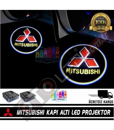 Mitsubishi Araçlar İçin Mesafe Sensörlü  Fotoselli Pilli Yapıştırmalı Kapı Altı Led Logo