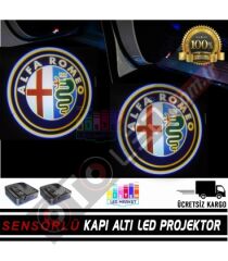 AlfaRomeo Araçlar İçin Mesafe Sensörlü  Fotoselli Pilli Yapıştırmalı Kapı Altı Led Logo