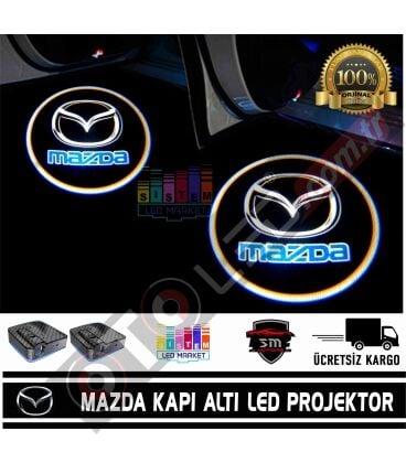 Mazda Araçlar İçin Mesafe Sensörlü  Fotoselli Pilli Yapıştırmalı Kapı Altı Led Logo