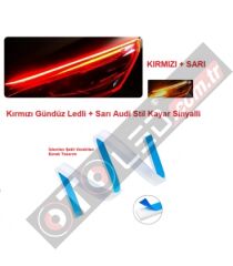 Selamlamalı Far Kaşı Gündüz Ledi Audi Stil Kayar Sinyalli Flexible Neon Led Kırmızı-Sarı 60cm