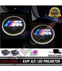 BMW M  Araçlar İçin Mesafe Sensörlü  Fotoselli Pilli Yapıştırmalı Kapı Altı Led Logo