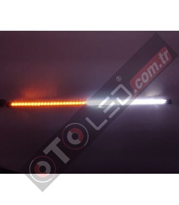 OFF ROAD Çakarlı Led Koyu TURUNCU-BEYAZ Çift Renk 24 Modlu Kumandalı 56cm