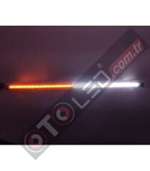 OFF ROAD Çakarlı Led Koyu TURUNCU-BEYAZ Çift Renk 24 Modlu Kumandalı 56cm