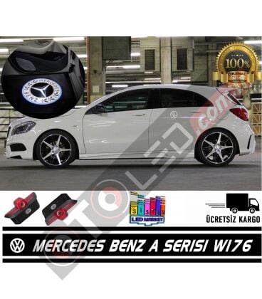 Mercedes A Serisi W176 Araçlar İçin Orjinal Geçmeli Soketli Kapı Altı Led Logo