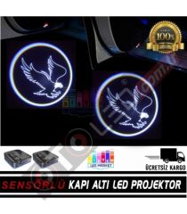 Kartal Figür Mesafe Sensörlü  Fotoselli Pilli Yapıştırmalı Kapı Altı Led Logo