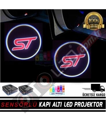 Ford ST Mesafe Sensörlü  Fotoselli Pilli Yapıştırmalı Kapı Altı Led Logo