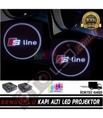 Audi Sline Mesafe Sensörlü  Fotoselli Pilli Yapıştırmalı Kapı Altı Led Logo
